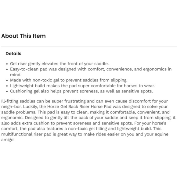 Horze Equestrian Gel Back Riser Horse Pad NEW - Picture 2 of 5